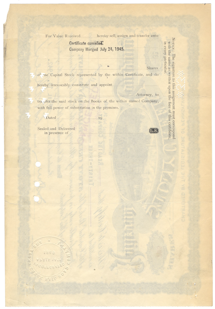 Stony Creek Railroad Company Stock Certificate