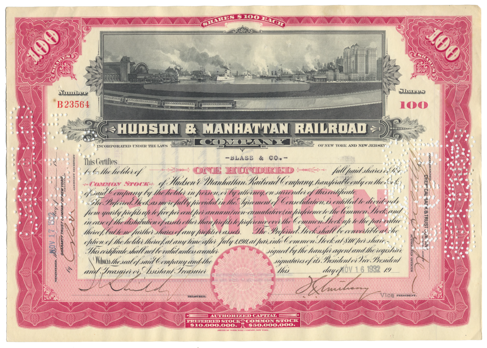 Hudson & Manhattan Railroad Company (LOT OF 5 PIECES)