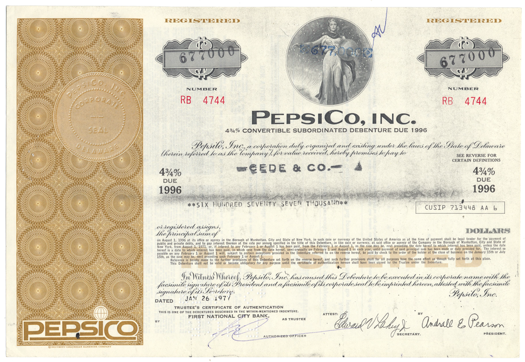 PepsiCo, Inc. Bond Certificate