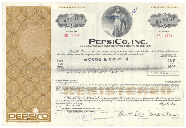 PepsiCo, Inc. Bond Certificate