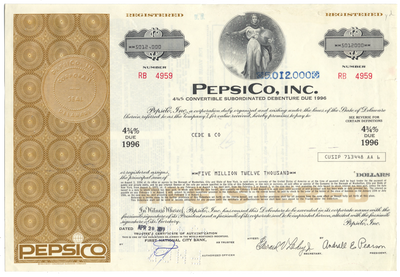 PepsiCo, Inc. Bond Certificate