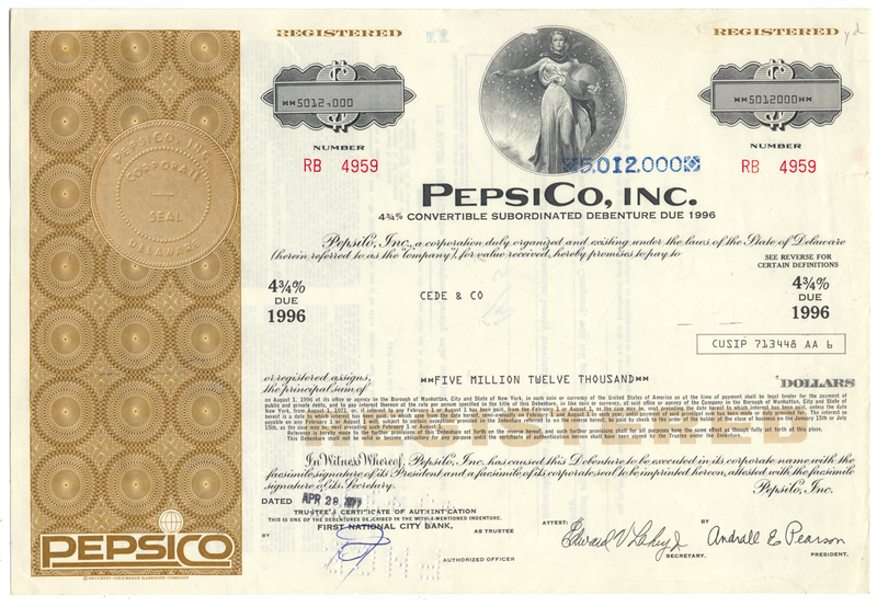 PepsiCo, Inc. Bond Certificate