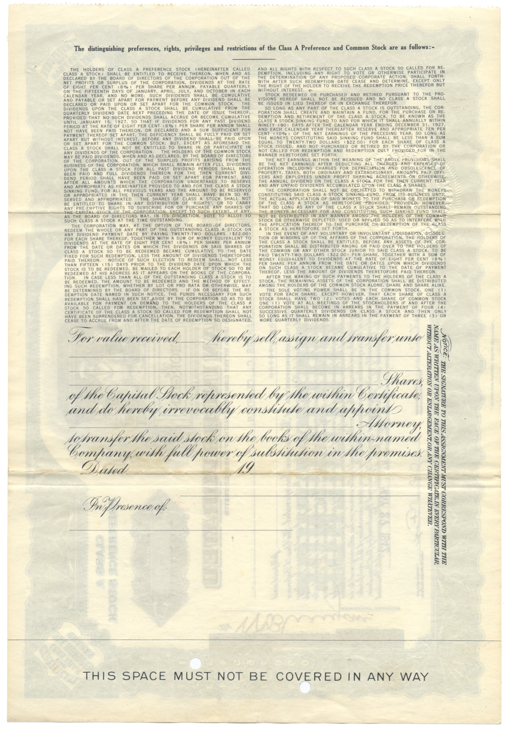 The Georgian Incorporated Stock Certificate