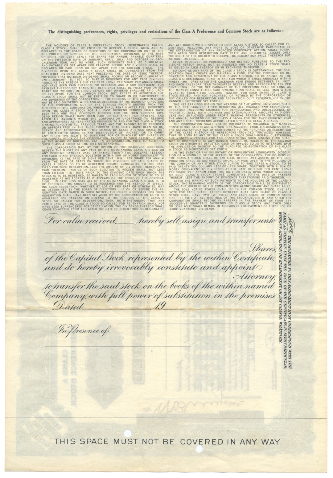 The Georgian Incorporated Stock Certificate