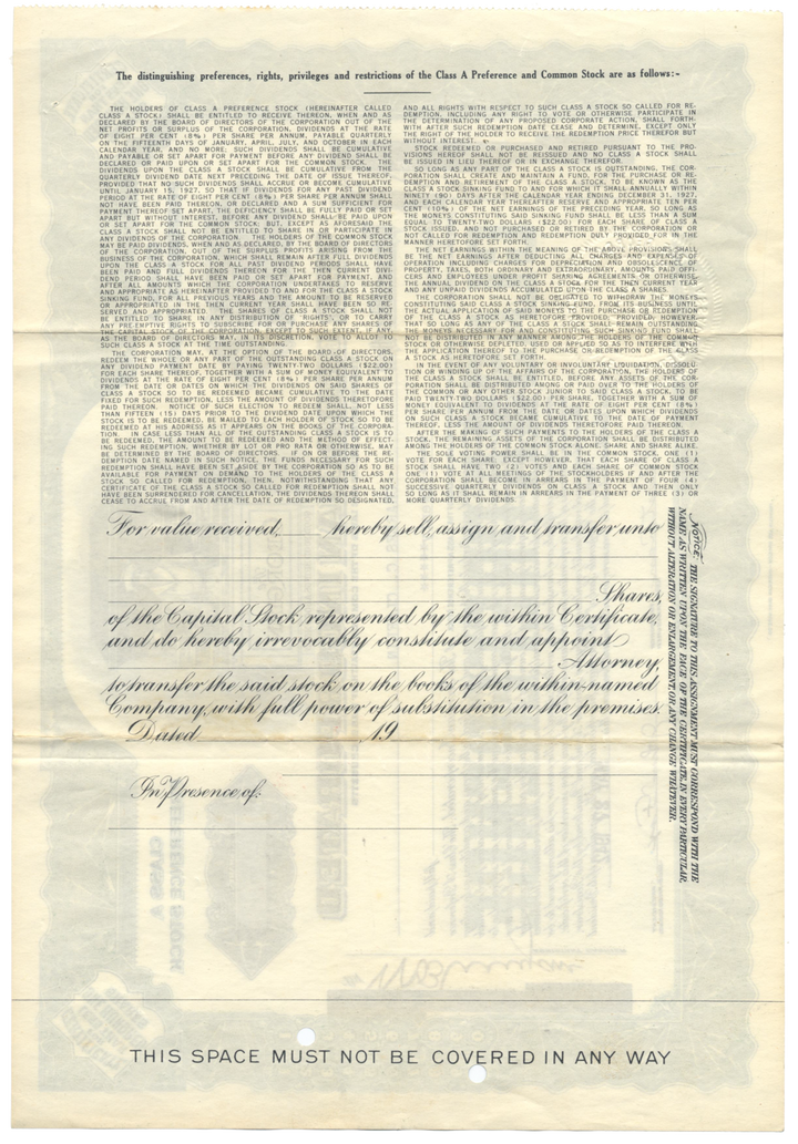 The Georgian Incorporated Stock Certificate