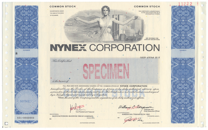 NYNEX Corporation Stock Certificate