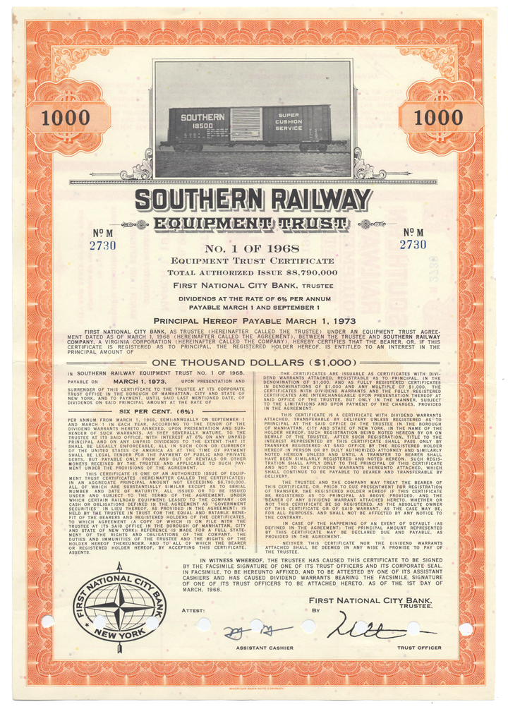 Southern Railway Company Bond Certificate