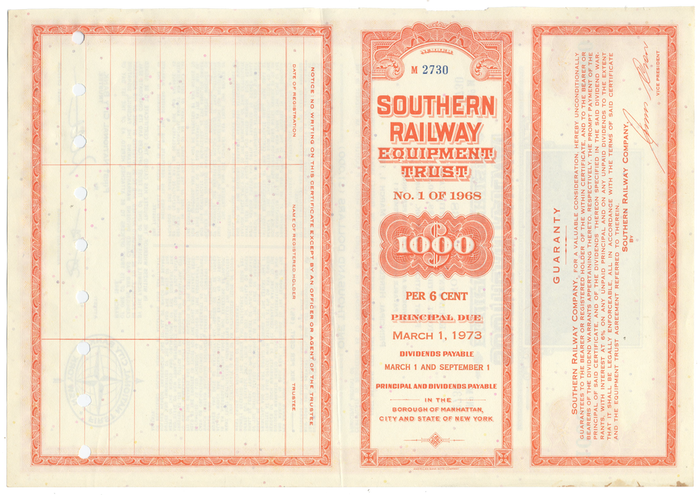 Southern Railway Company Bond Certificate