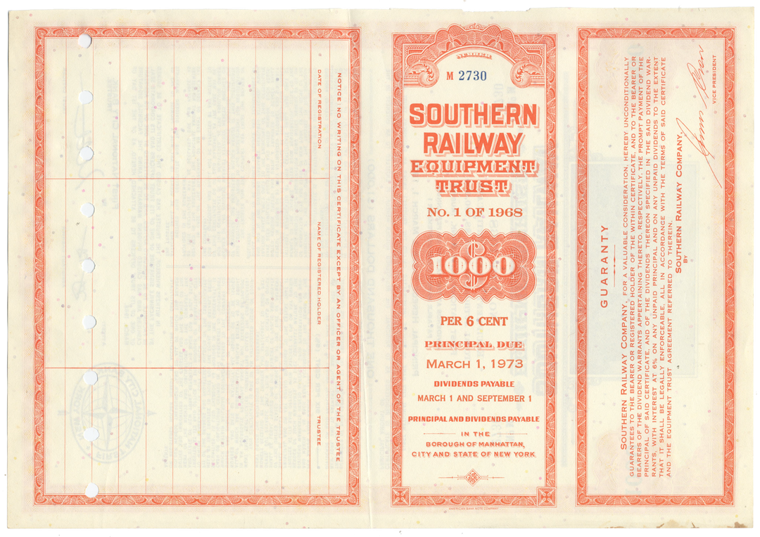 Southern Railway Company Bond Certificate