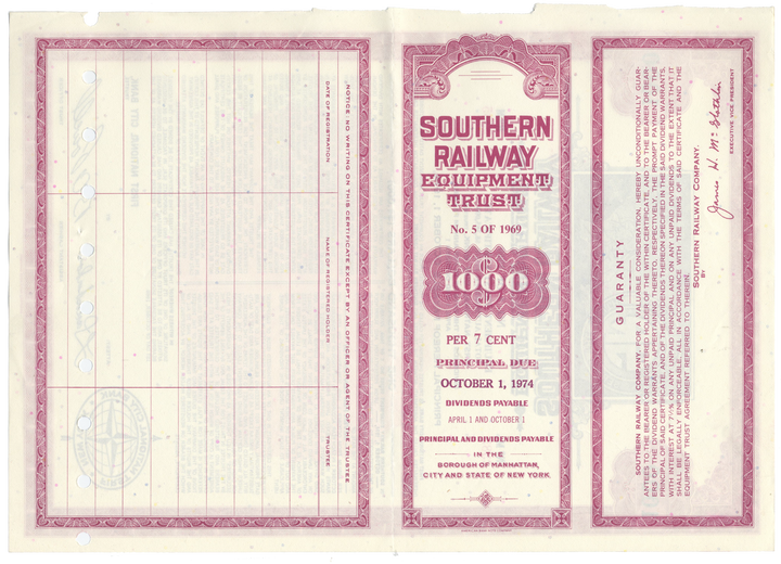 Southern Railway Company Equipment Trust Certificate