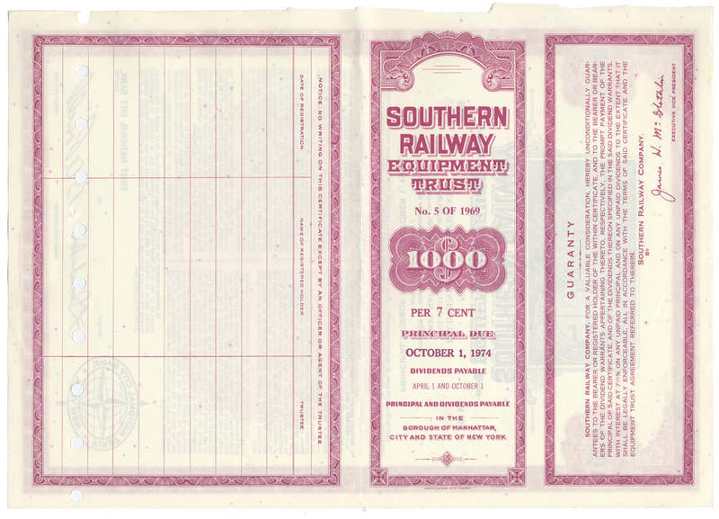 Southern Railway Company Equipment Trust Certificate