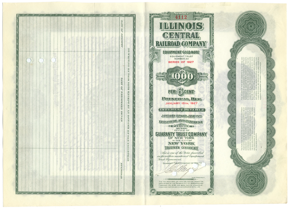 Illinois Central Railroad Company Bond Certificate