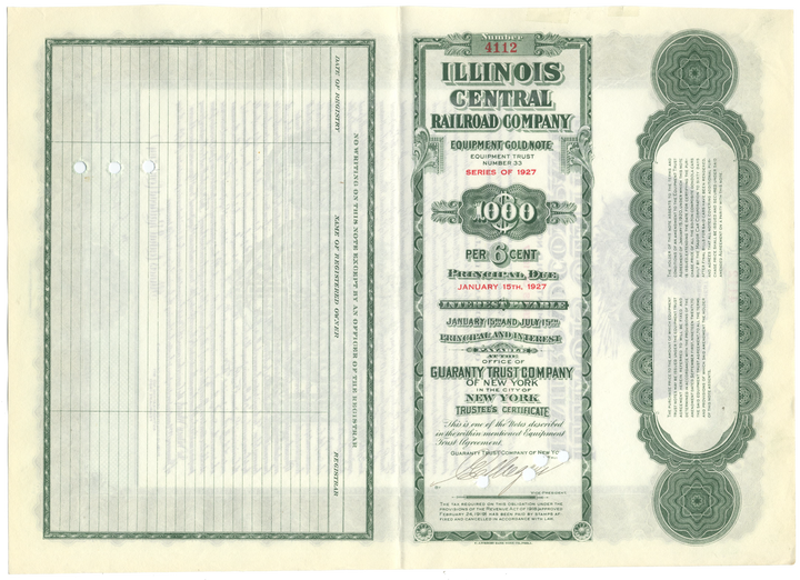 Illinois Central Railroad Company Bond Certificate