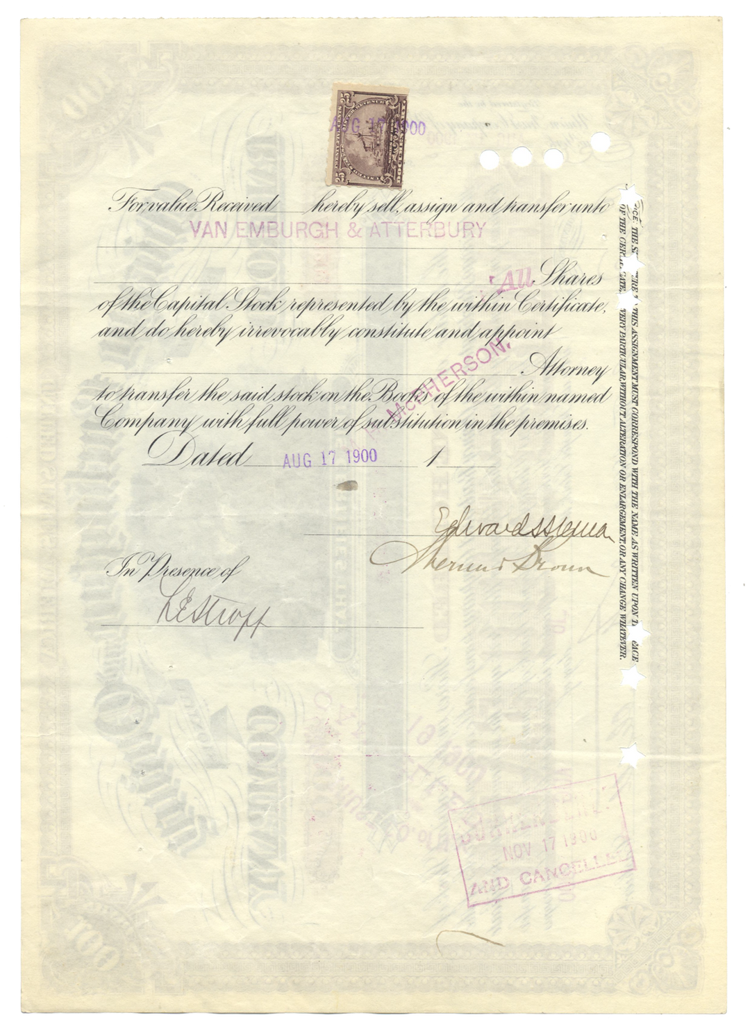 Chicago, Burlington and Quincy Railroad Company Stock Certificate