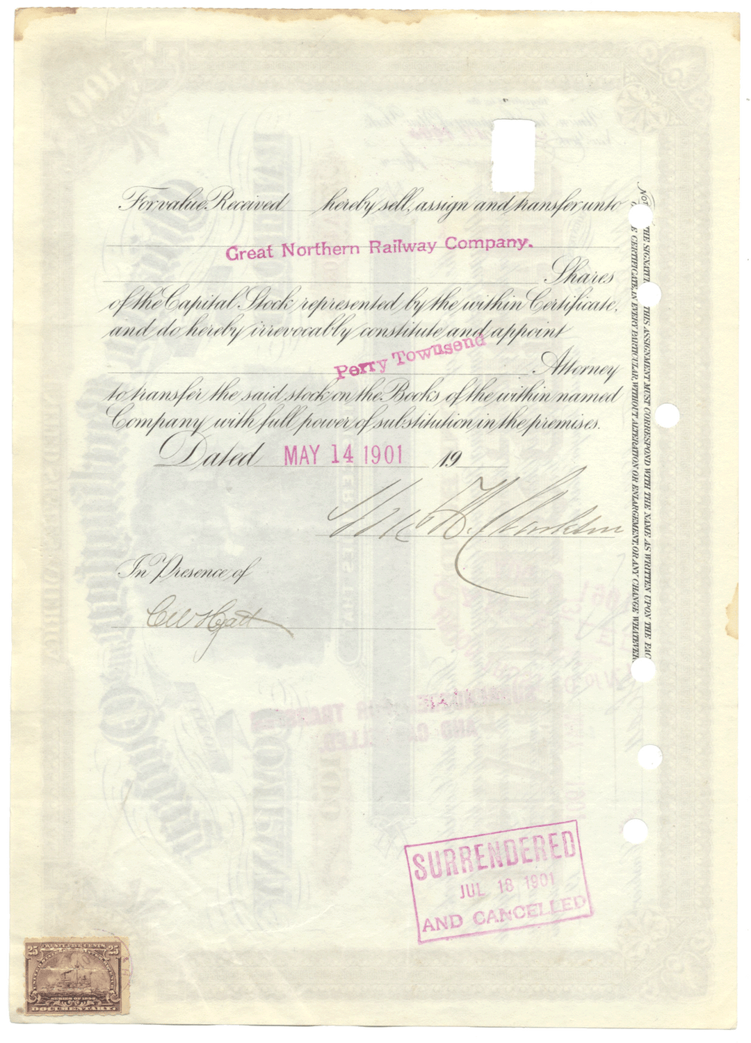 Chicago, Burlington and Quincy Railroad Company Stock Certificate