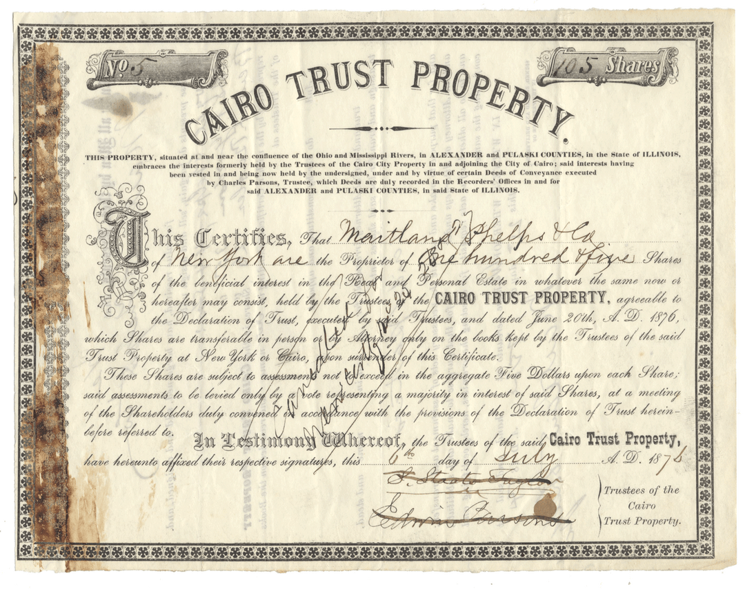 Cairo Trust Property Stock Certificate