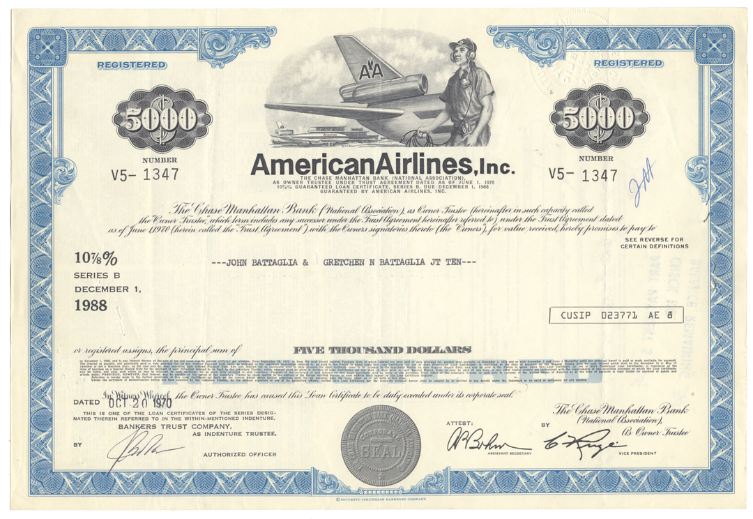 American Airlines, Inc. Bond Certificate