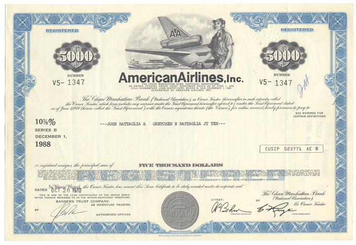 American Airlines, Inc. Bond Certificate