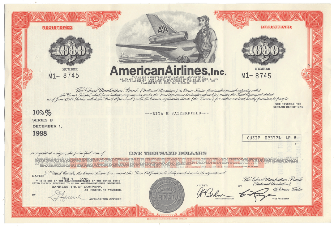 American Airlines, Inc. Bond Certificate