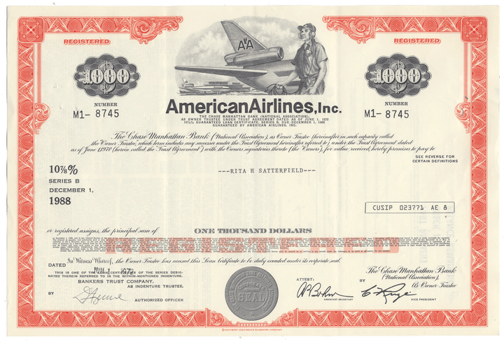 American Airlines, Inc. Bond Certificate