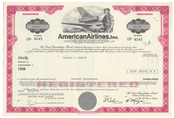 American Airlines, Inc. Bond Certificate