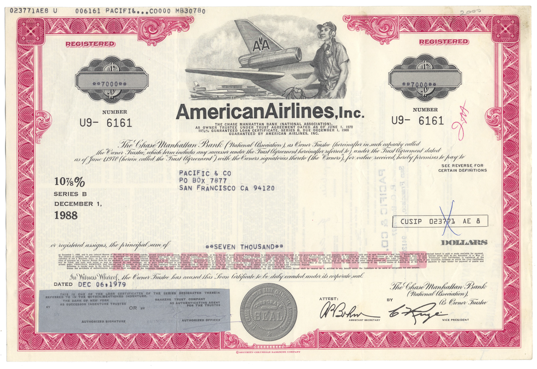 American Airlines, Inc. Bond Certificate