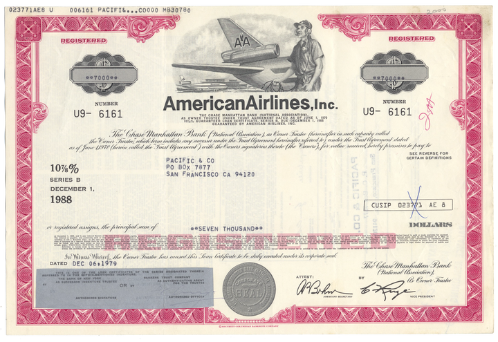 American Airlines, Inc. Bond Certificate