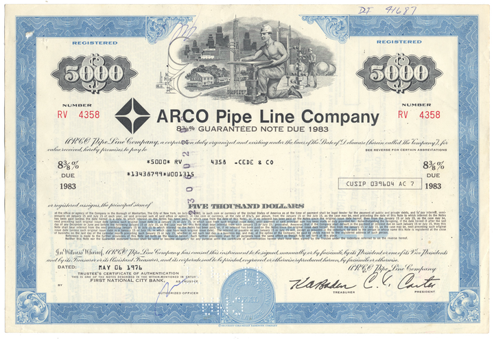 ARCO Pipe Line Company Bond Certificate