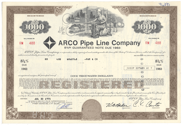 ARCO Pipe Line Company Bond Certificate