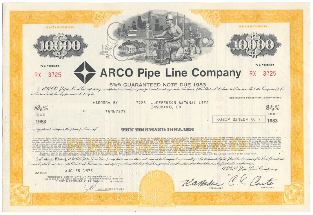 ARCO Pipe Line Company Bond Certificate