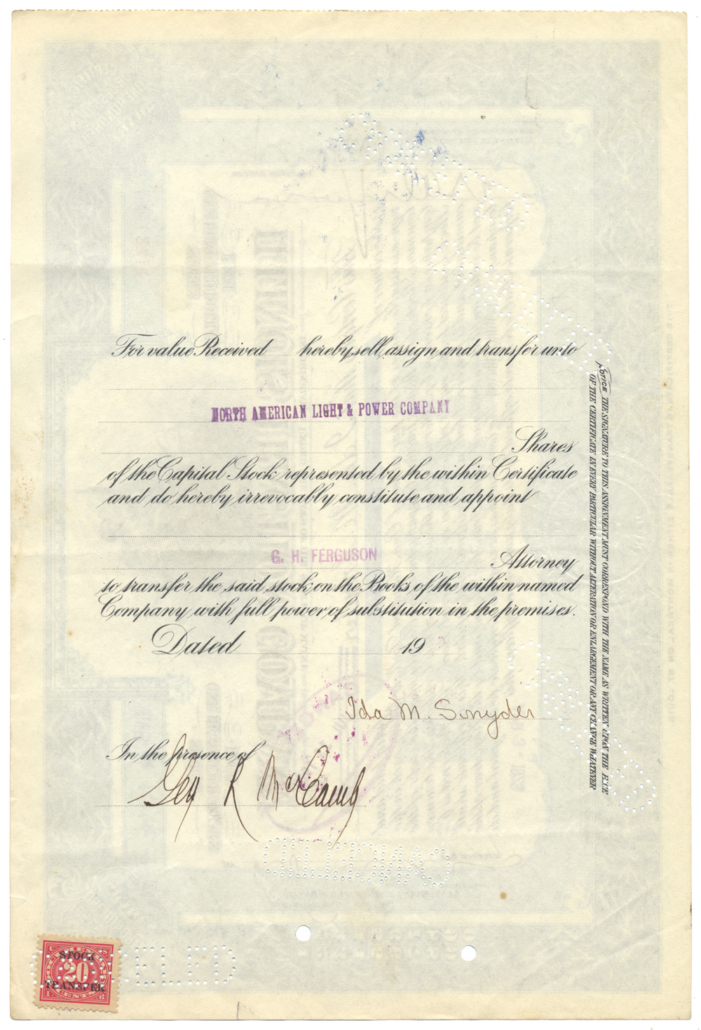 Illinois Traction Company Stock Certificate