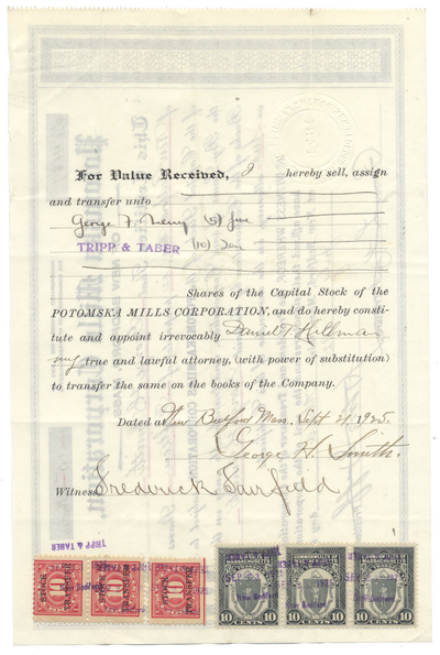 Potomska Mills Corporation Stock Certificate