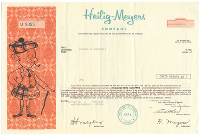 Heilig-Myers Company Stock Certificate
