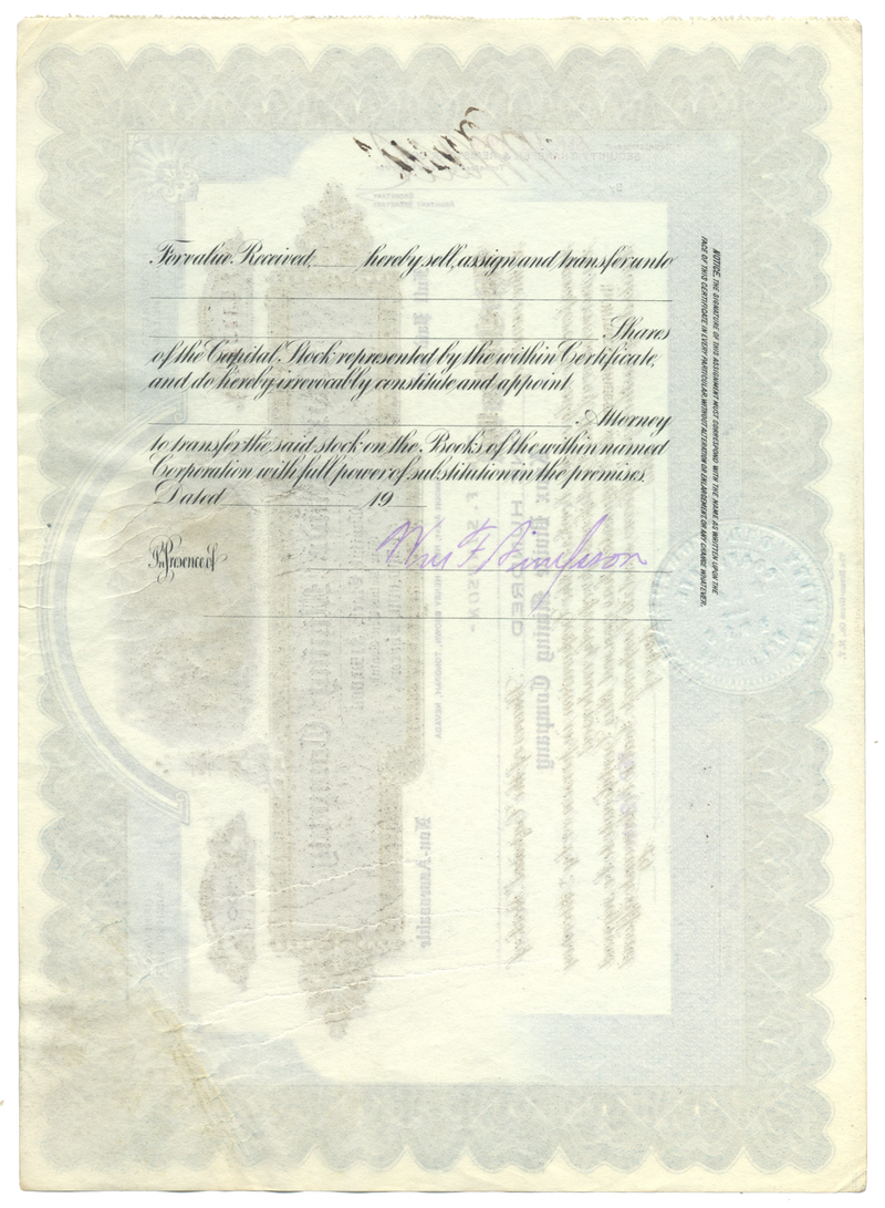 Knox Divide Mining Company Stock Certificate