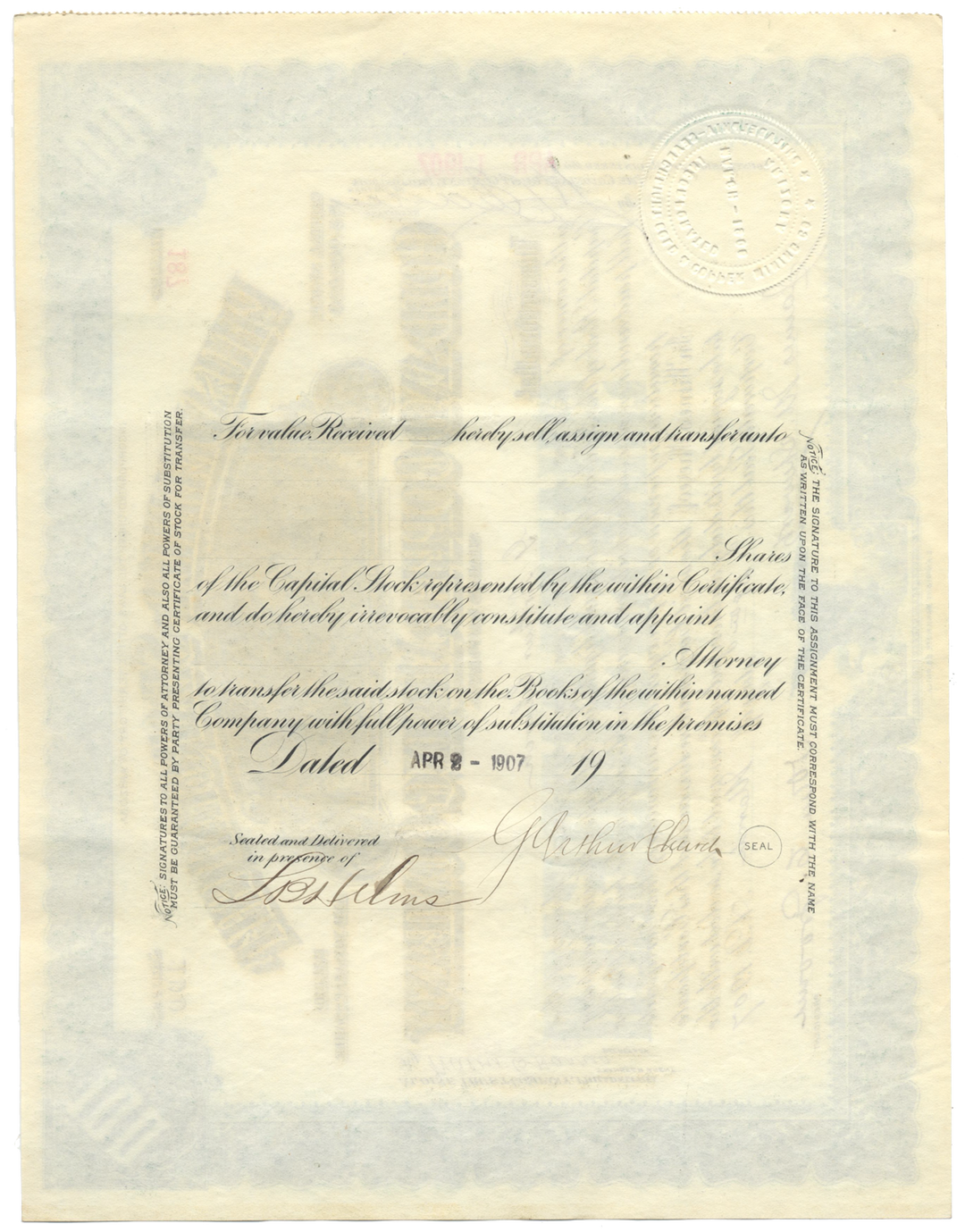 Philadelphia - Searchlight Gold and Copper Mining Company Stock Certificate