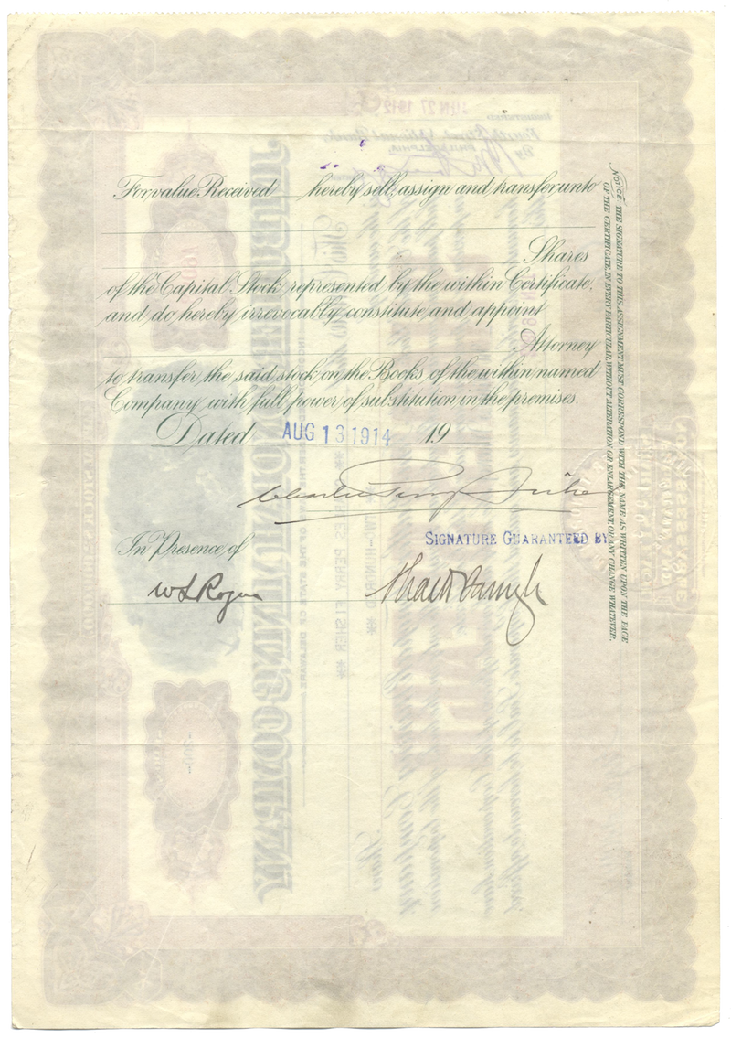 Jim Butler Tonopah Mining Company Stock Certificate