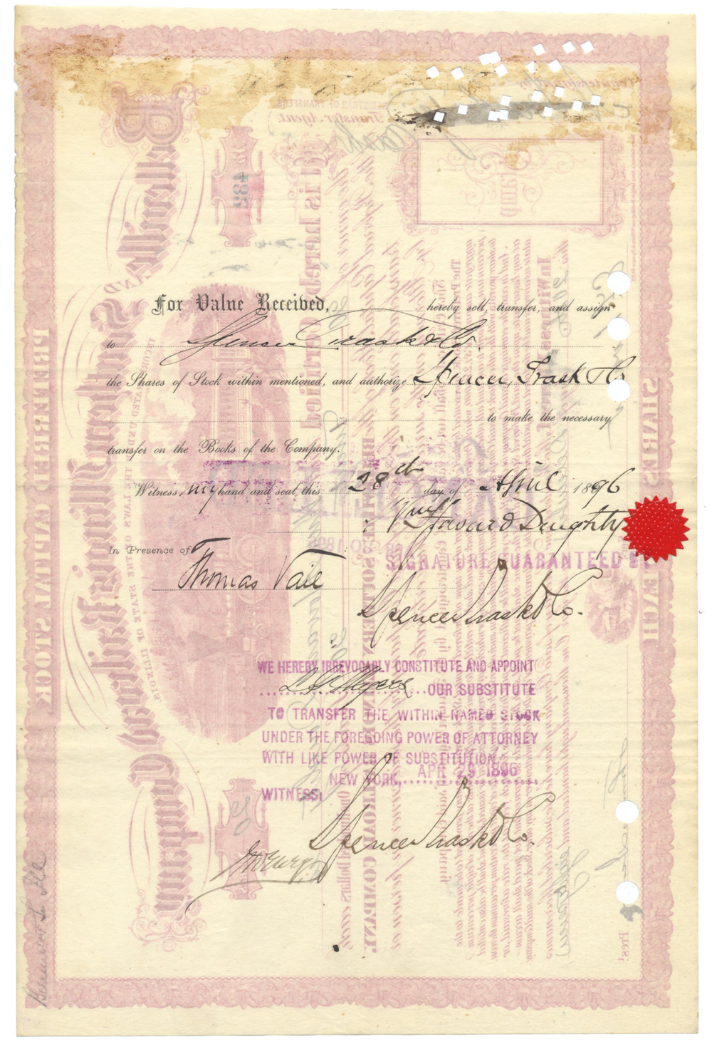 Belleville and Southern Illinois Railroad Company Stock Certificate