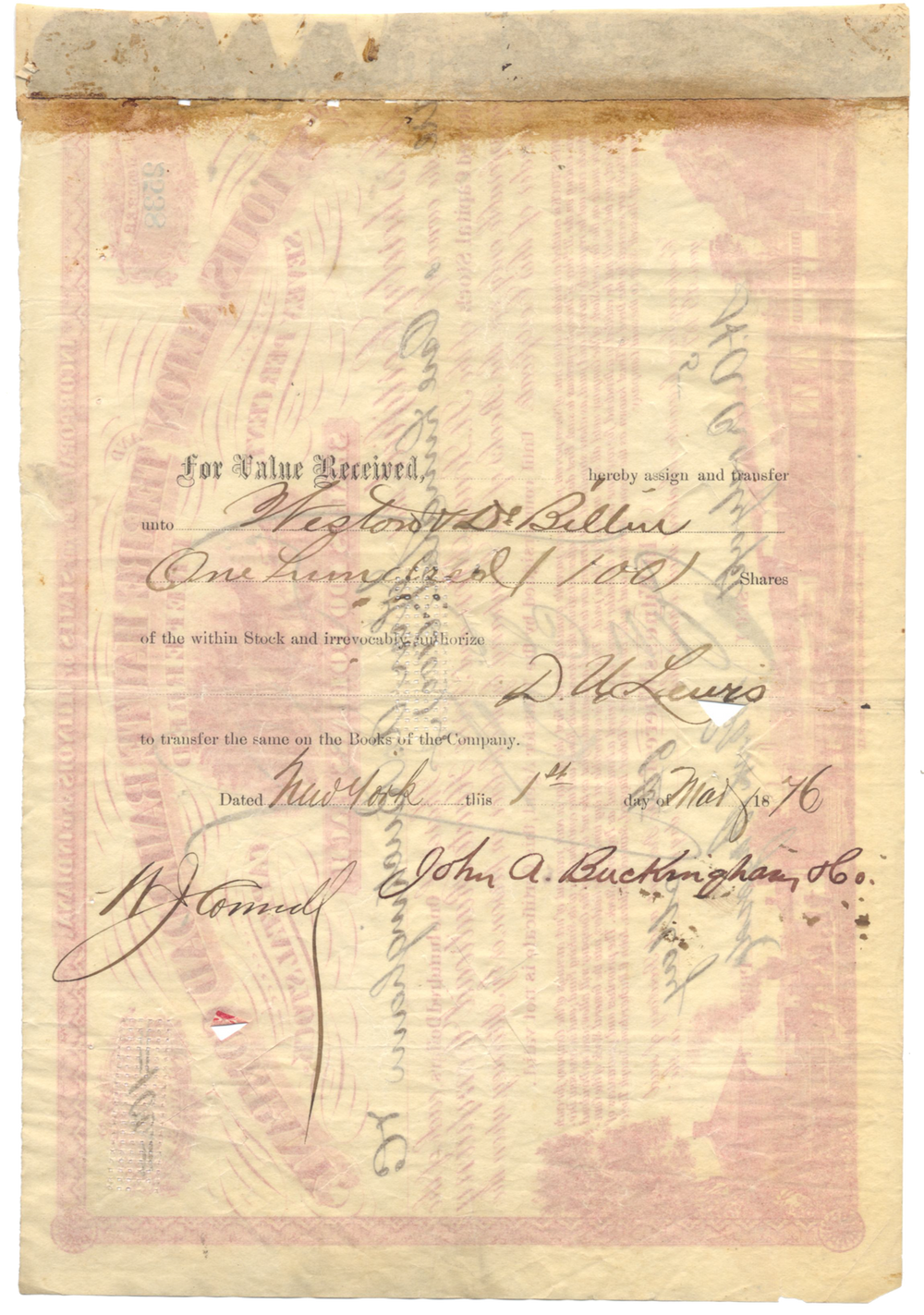 St. Louis, Alton and Terre Haute Railroad Company Stock Certificate