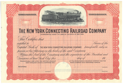 New York Connecting Railroad Company Stock Certificate