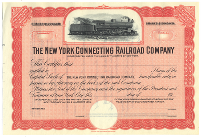 New York Connecting Railroad Company Stock Certificate