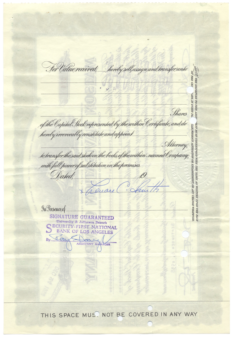 Matson Navigation Company Stock Certificate