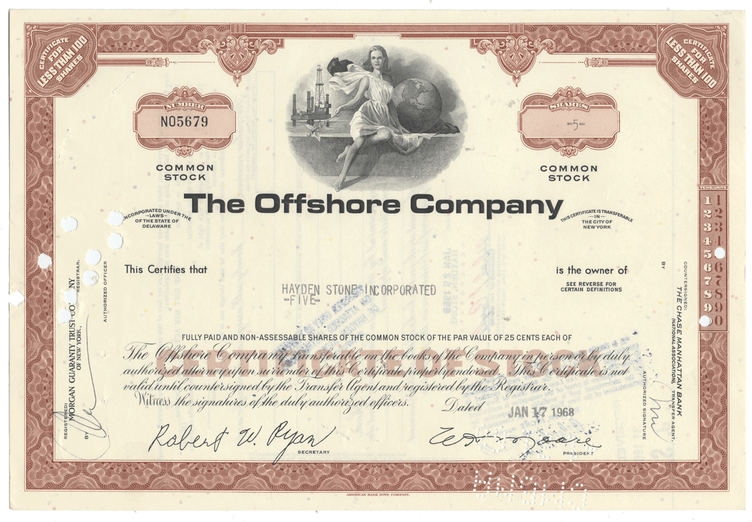 Offshore Company Stock Certificate