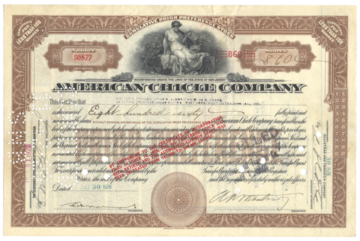 American Chicle Company Stock Certificate