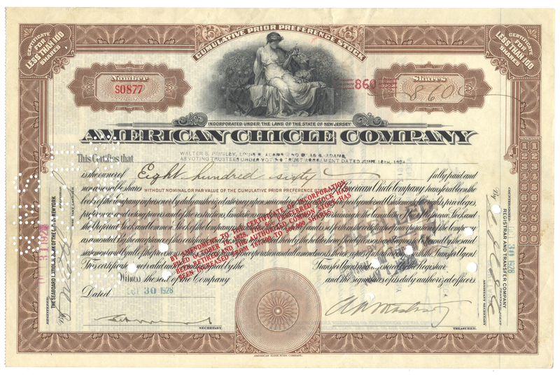 American Chicle Company Stock Certificate