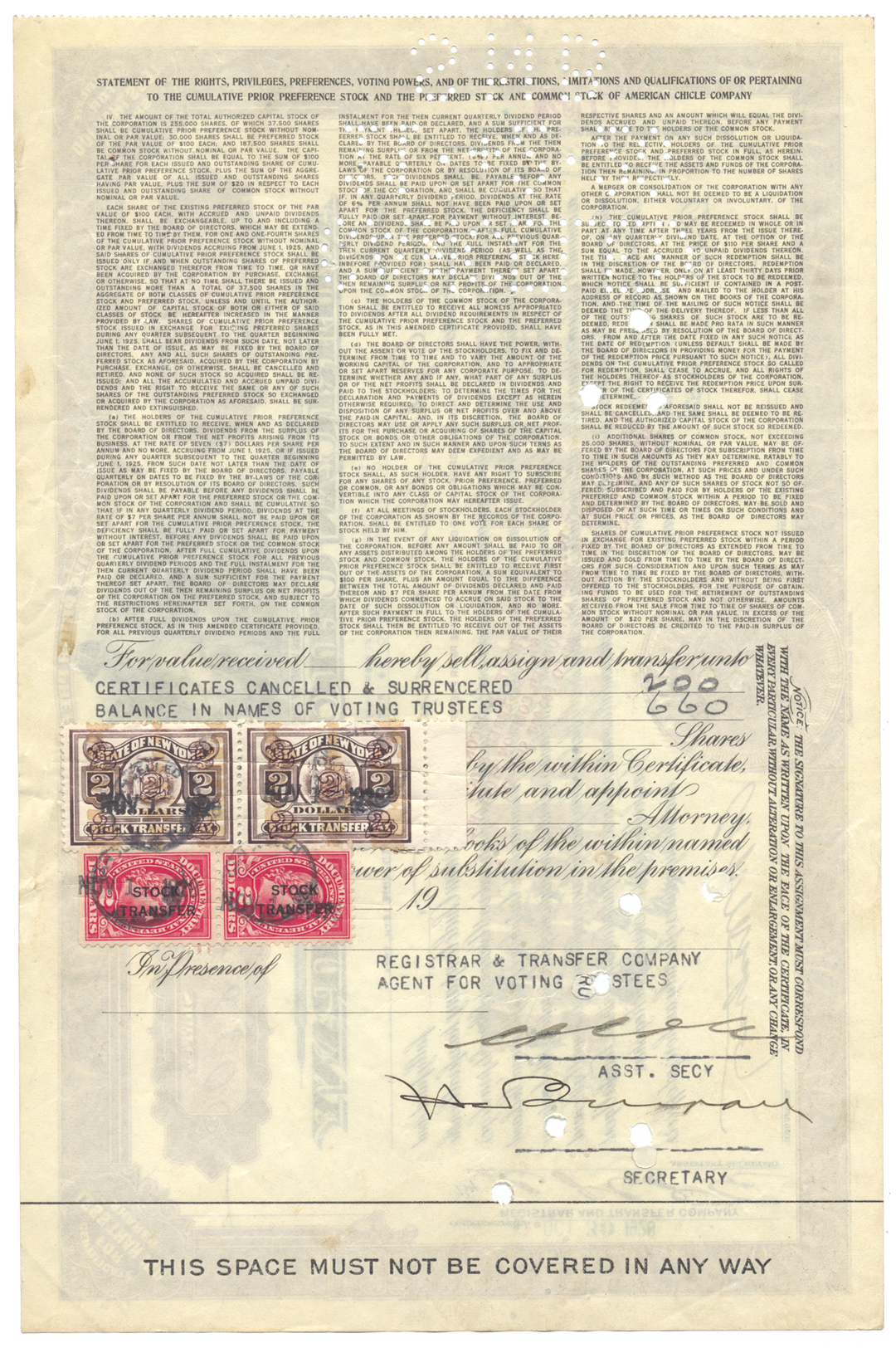 American Chicle Company Stock Certificate