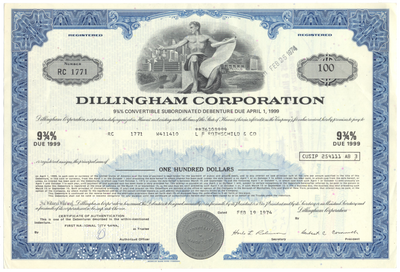 Dillingham Corporation Bond Certificate