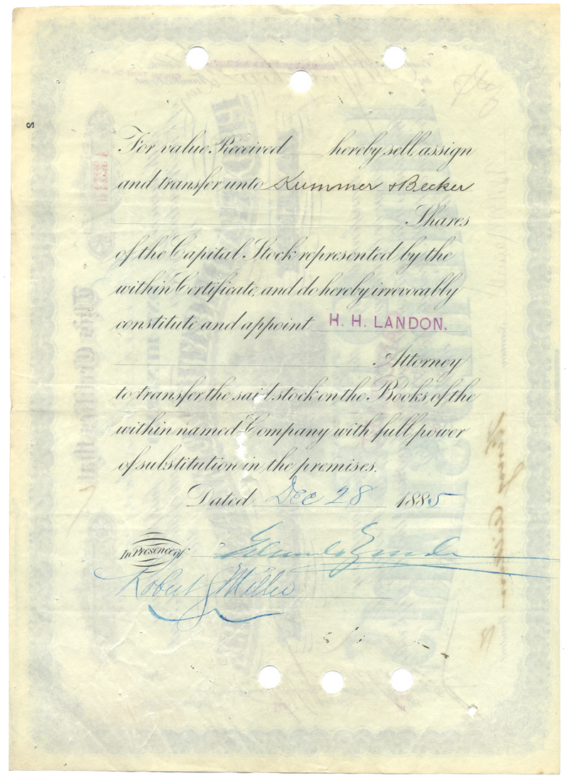 Peoria, Decatur & Evansville Railway Company Stock Certificate