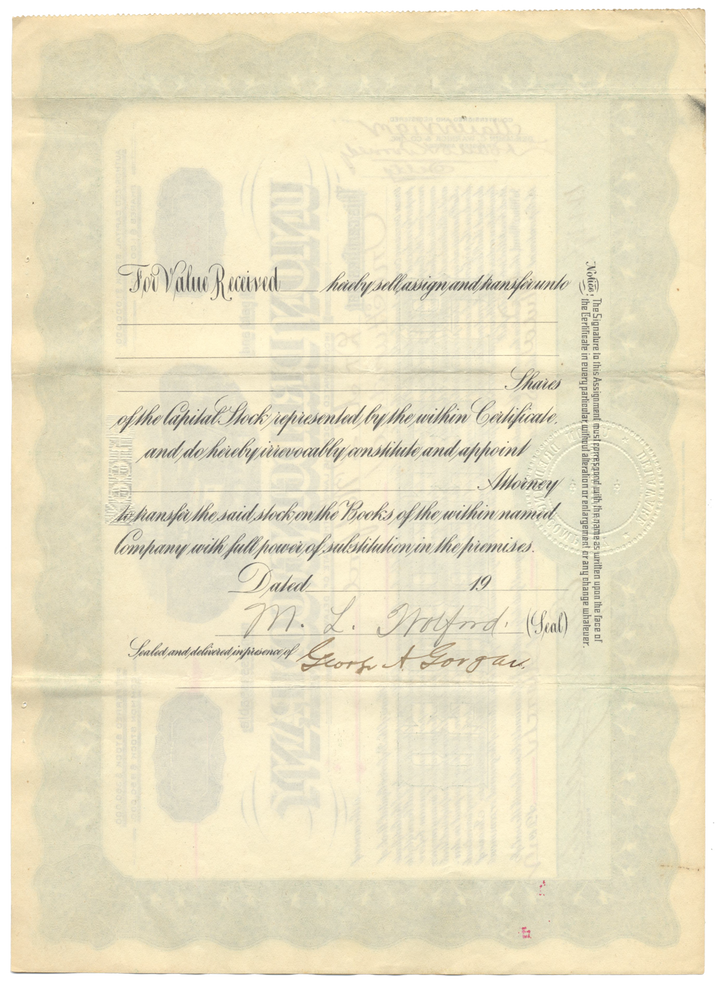 Union Dredging Company Stock Certificate