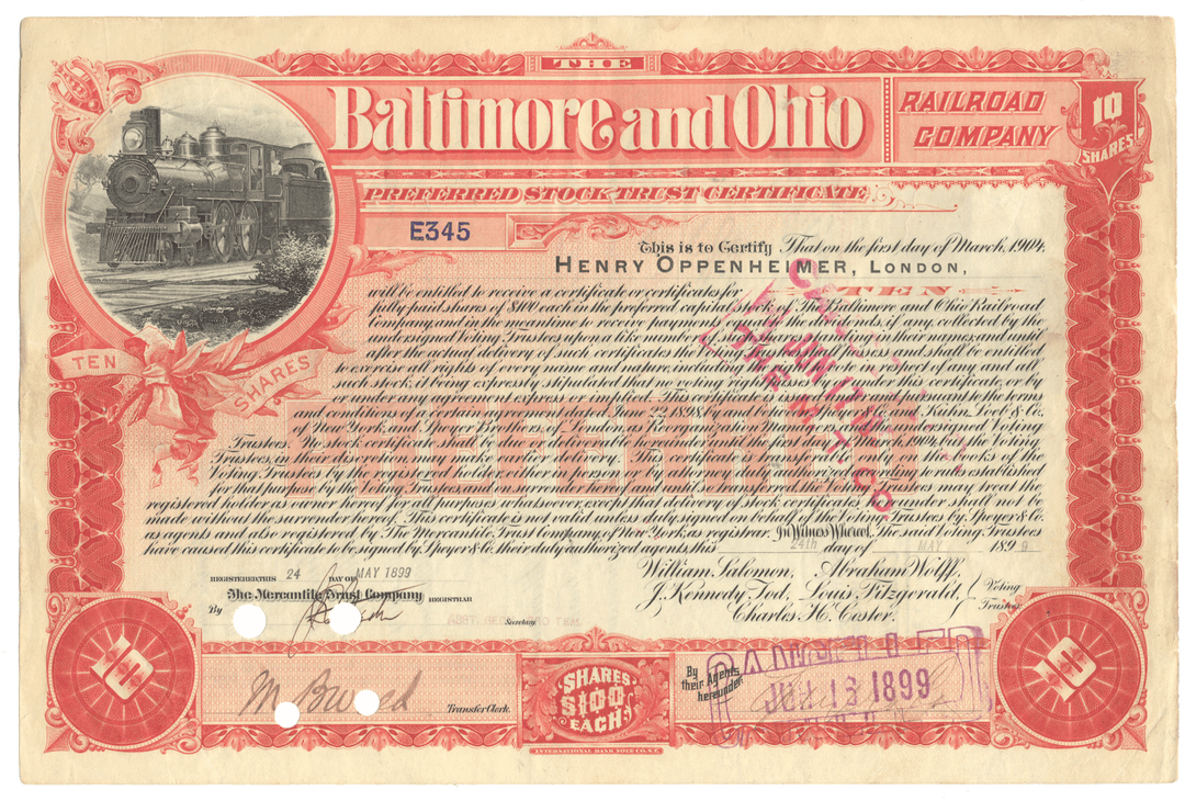 Baltimore and Ohio Railroad Company Stock Certificate