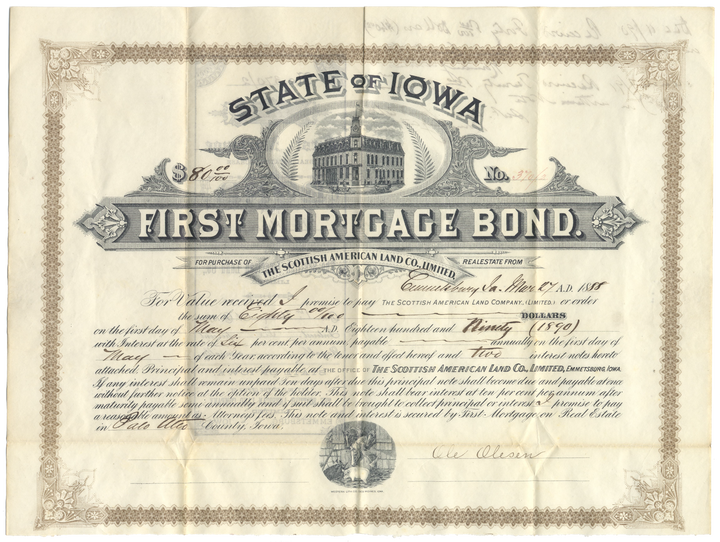 Scottish American Land Company Bond Certificate